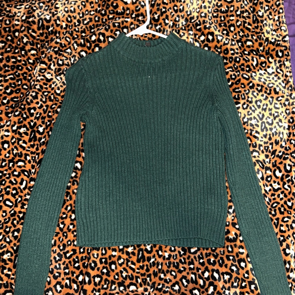 H&M Dark Green Ribbed Turtleneck Sweater